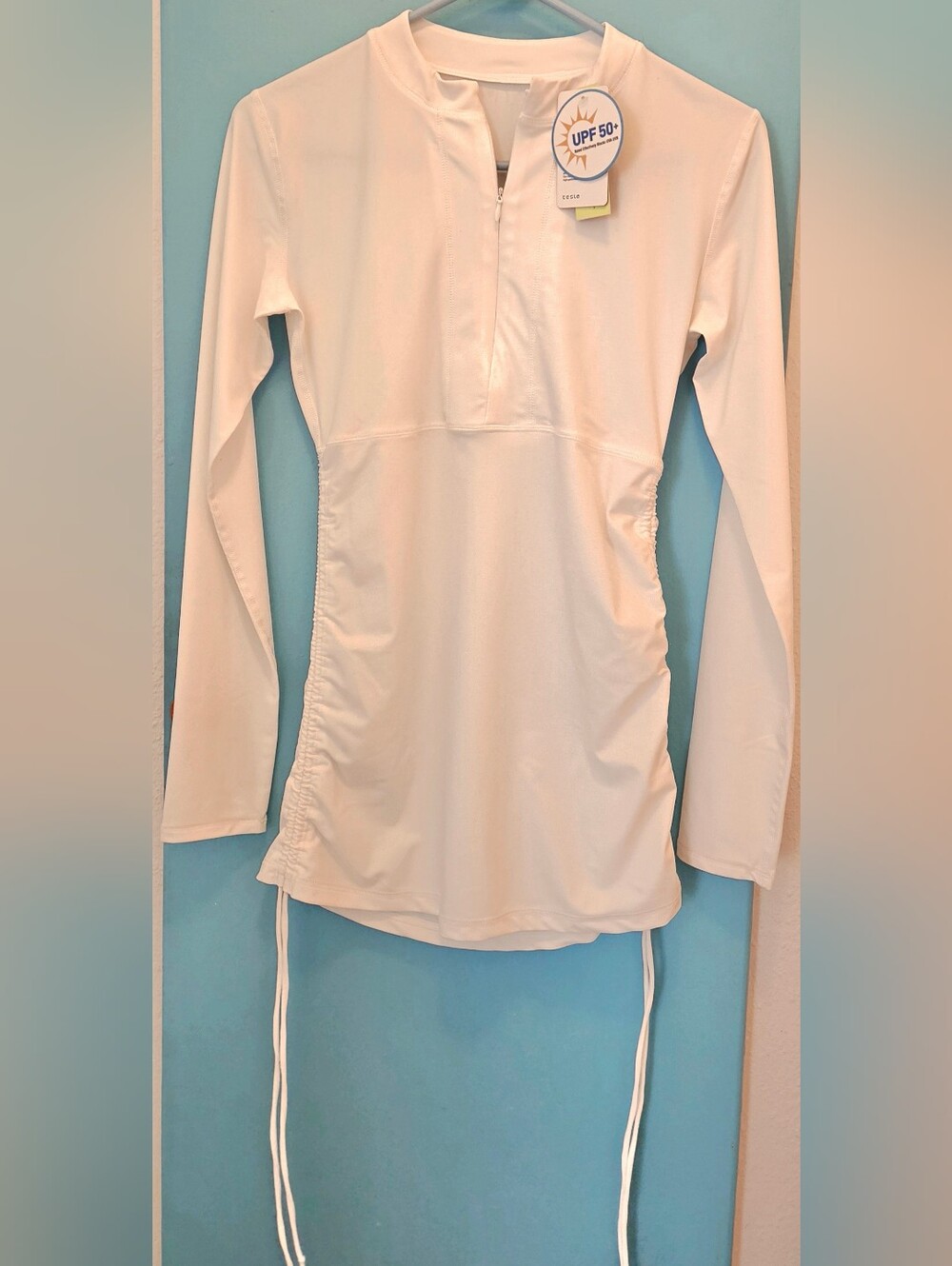 TSLA UPF 50+ White Long Sleeve Swim Tunic-Small